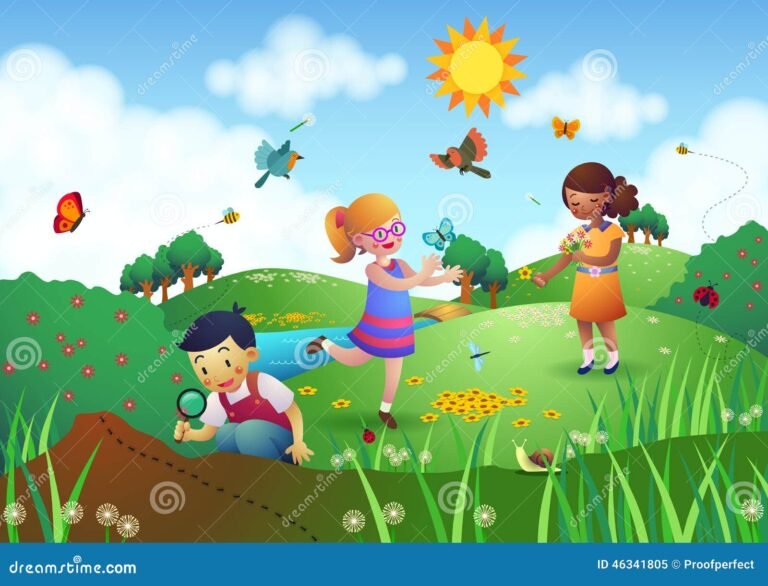 lapset leikkivat iloisesti pihalla